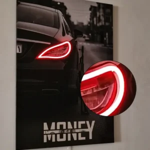 تابلو شاسی نئونی بنز CLS طرح گنگ (Money & Gun)