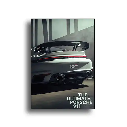 خرید تابلو شاسی ماشین پورشه 911 با طرح Ultimate از نمای پشت. یک تابلو دکوراتیو پورشه تابلو شاسی پورشه 911